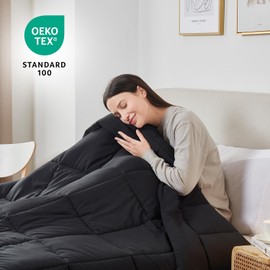 Nestl Comforter, Quilted Down Alternative - All Season Black, Twin Size Duvet Insert with Corner Tabs