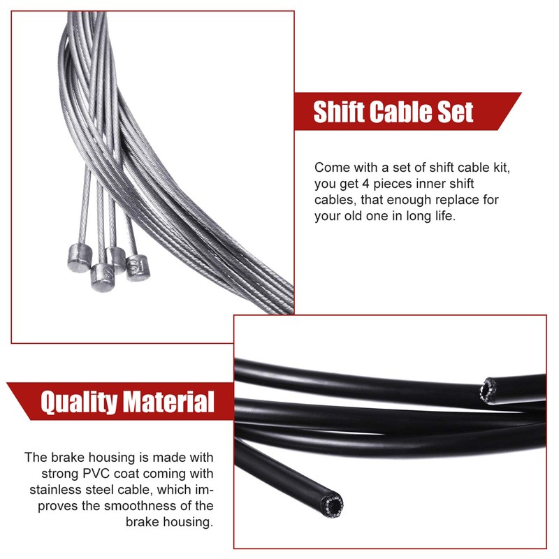 Boao 4 Pack Bike Gear Cable for Bicycles Universal Mountain