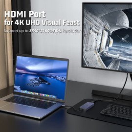 7 in 1 USB C Adapter, USB C Hub, with 4K HDMI Dual Display, 100W Type C PD, USB 3.0 5Gbps, SD/TF, USB C to HDMI Multiport Dongle for Laptop, XPS, Surface