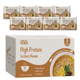 VOLO VERO High Protein (31g) Instant Ramen Pork Tonkotsu Flavor Soup, Plant-Based, Air-Dried, Non-Fried, Low Carb, Egg-Free, Dairy Free Healthy Meal, Ready to Eat, 8 Pack