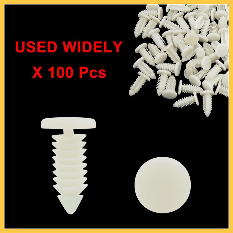 REPAIROCK 100 Pcs White Plastic Door Fender Push Rivets Fastener
