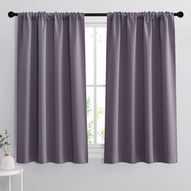 RYB HOME Blackout Curtains for Bedroom - Thermal Insulating Privacy Window Curtains for Kids Nursey Dining Bathroom Home Office Decor, Width 42 x Length 45 inches, Greyish Purple, 2 Panels