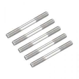 sourcing map Double Ended Stud Screws (M6 Thread 50mm Length) 5pcs, 304 Stainless Steel Dual Threaded Rod Bolts - for House Maintenance