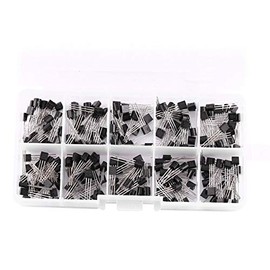 PUSOKEI 200 Piezas 10 valores Surtido de transistores de silicio BC337 / BC327 / 2N2222 / 2N2907 / 2N3904 / 2N3906 / S8050 / S8550 / A1015 / C1815