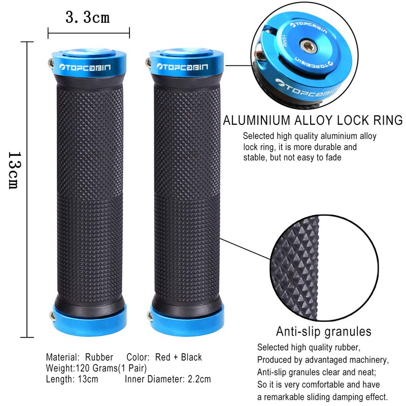 TOPCABIN Bike Grips Double Lock on Locking Bicycle Handlebar Grips