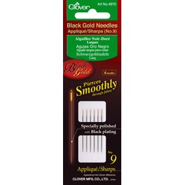 Clover Needlecrafts Black Gold Applique/Sharps Needles Size 9 6 Pack 4970 (3-Pack)3