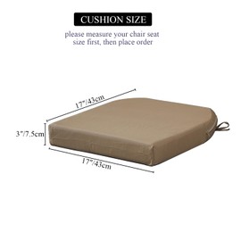 17 x 17 Inch Outdoor Seat Cushions for Patio Furniture with Non Slip and Ties Waterproof & UV Resistant Round Corner Outdoor Chair Cushions Replacement Set of 2, Khaki