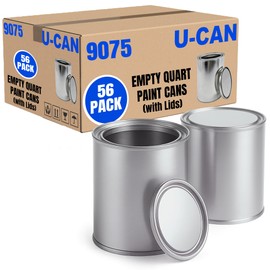 LAUCO Empty Quart Paint Cans with lids (Pack of 56) - Multi-purpose Empty Metal 32oz Paint Cans with Lids Set for DIY, Storage and Professional Projects