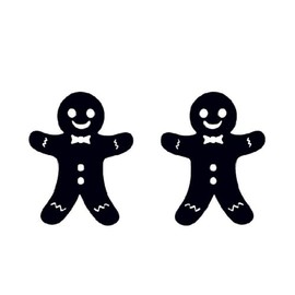 Christmas Gingerbread Man Small Stud Earrings Minimalist Stainless Steel Funny Cartoon Christmas Cookie Candy Cane Snowflake Tiny Earrings for Women Xmas Winter Festival Holiday Party Fashion Jewelry Gifts (Black)