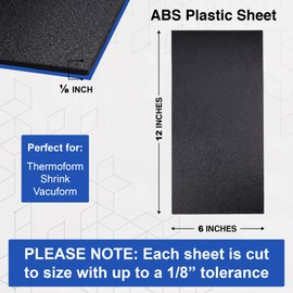Duco USA-Made ABS Plastic Sheet 1/8 Inch Thick 6" x 12" - 2 Pack of Black Thermoplastic Panels - Textured, Heat Moldable ABS Board for DIY, Car Interiors, Crafts, and More