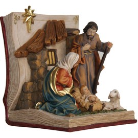 FADEDA Hlg. Familie im Buch/Height: 11 cm/Hand-Painted/Detailed Nativity Scene Figures - Christmas Table Decoration Nativity Accessories