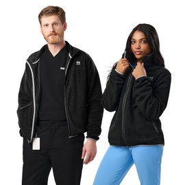 Peelz Jamie Polar Fleece Jacket for Men & Women - Full Zip Unisex Long Sleeve, Soft Fabric & 2 Pockets, Comfort Fit, Black, Medium