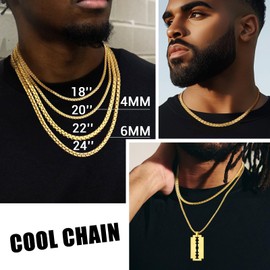 Mens Gold Necklaces Chain Necklace Stainless Steel Chain Neckless For Men Hip Hop Jewelry