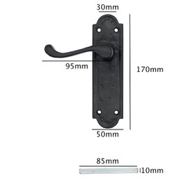 EAI Black Antique Victorian Door Handles Internal Lever Latch 170mm + Fixings