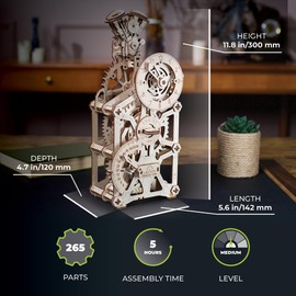 UGEARS Motor Clock 3D Wooden Puzzle for Adults - Mechanical 3D Puzzle Clock Wood - Functional Clock Model Kit with Movable Pistons - Self Building Wooden Models Kits Ideal for Model Building Fans