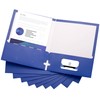 10 Pack Two Pocket Folders, Blue, Strong Thick Paper Folders,