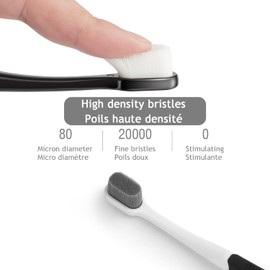 OBrush Ultra Soft Toothbrush for Sensitive Gums, New Japanese 20,000 Micro Fine Nano Bristles Tooth Brush for Adults, Pregnant and Elderly, Portable Case, Black and White Color Pack of 2, Easy Pack