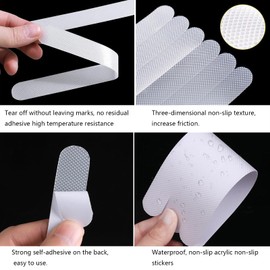 48Pcs Set of Anti-Skid Shower Sticker, Safety Bathroom Anti-Skid Strip, Bathtub Anti-Skid Strip, Bathroom, Stairs, Floor Anti-Skid Strip, with Installation Scraper (Shape S)