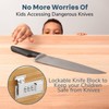Upgraded Combination Lock Bamboo Locking Kitchen Knife Storage – Secure