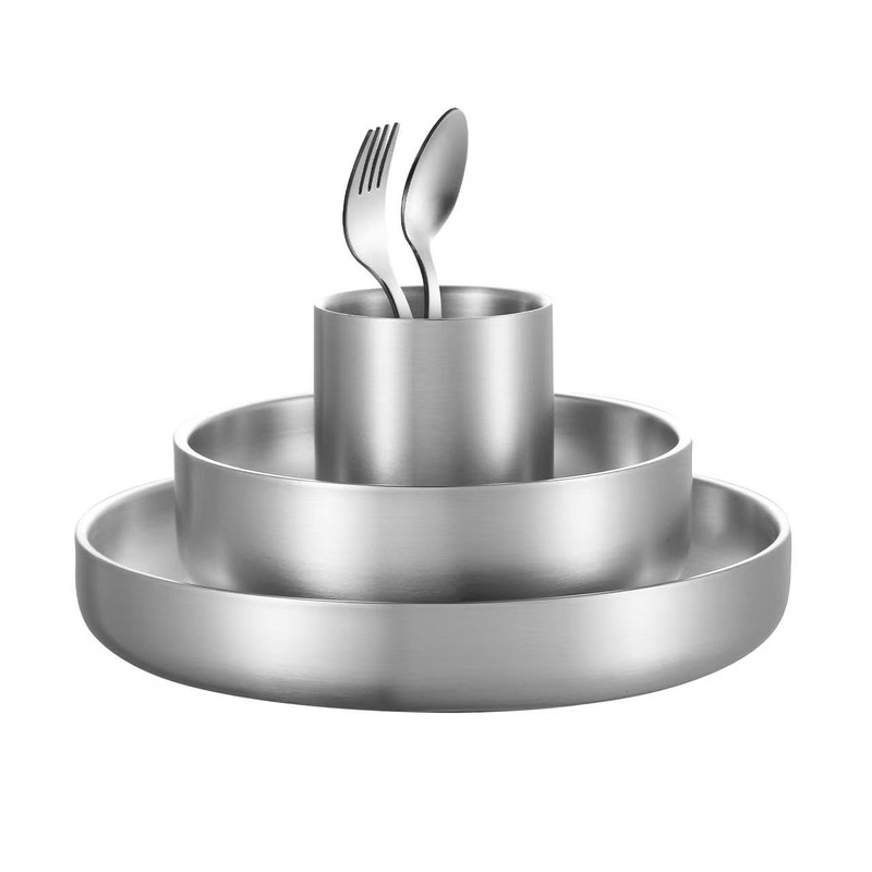 6-Piece Kids Dinnerware Set, Non-Toxic Food-Grade Stainless Steel Plates and