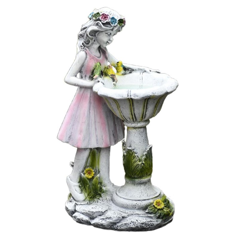 LED Solar Light Girl Resin Figure Carving Fairy Statue Lights
