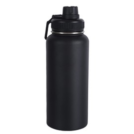 PCSCER Wide Mouth Insulated Sports Water Bottle,Double wall Stainless Steel Vacuum flask with Leakproof Lid (Black, 32 Ounces)
