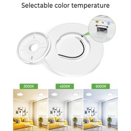 Zemty LED Flush Mount Ceiling Light Fixtures - 7 Inch LED Kitchen Light 3000k/4500k/6000K 3 Color Temperatures Selectable for Hallway Bathroom Dining Room (White)