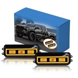 Vektoris 1Pair LED Front Bumper Fog Light for 2022-2024 Toyota Tundra 2024 Tacoma Sequoia (Passenger+Driver Side) - Replacement front panel Trim, Function as DRL&Turn Signal Light