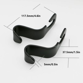 CBMZHF Car Headrest Hook Organiser, Heavy Duty 20kg Capacity, Black, 11.7 cm Length, Pack of 4