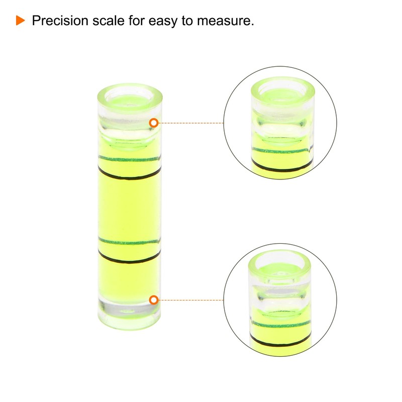 HARFINGTON 10pcs Small Cylindrical Bubble Level Vials 7x26.5mm PMMA Mini