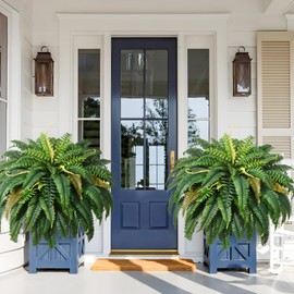 MARTINE MALL 2Pcs 48'' Fake Ferns Artificial Ferns for Outdoors Look Real, 88 Branches Large Faux Boston Fern for Outdoor Planter Realistic UV Resistant Hanging Artificial Fake Plants for Porch Patio