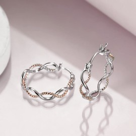 Twist Hoop Earrings Sterling Silver Endless Circle Earrings Hoops Christmas Gifts for Women Girls Mum Girlfriend (Hoop earrings 1) (The rope earrings)