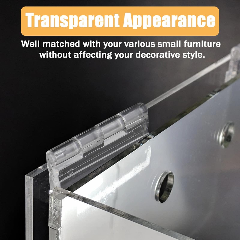 Bivethoi 12pcs Clear Acrylic Tiny Plastic Cabinet Hinge, Mini Folding
