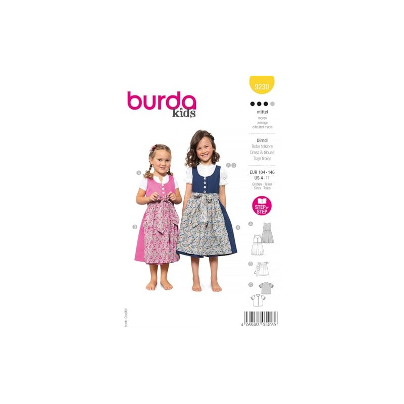burda Paper Cut Children's Dirndl #9230 Size 104-146