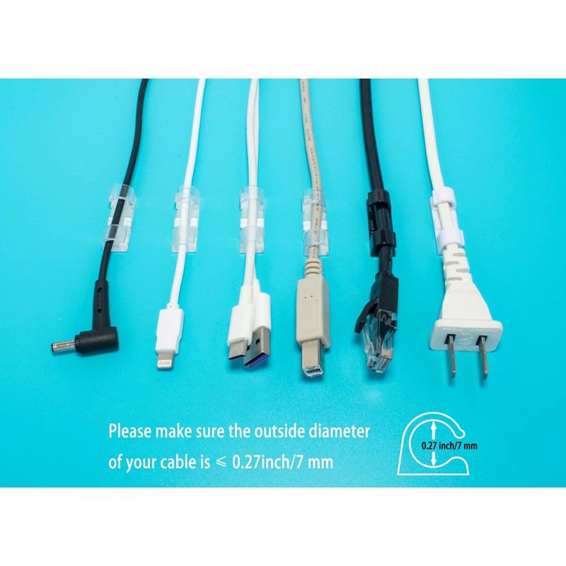 Self-Adhesive Cable Clips Organizer Drop Wire Holder Cord Management, Max