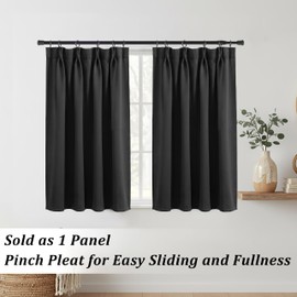 Cortinas cortas plisadas para ventana de cocina, baño, 36 pulgadas de longitud sobre el fregadero, cortina pequeña, color negro