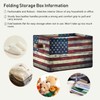 Retro American Flag Storage Basket Collapsible Storage Box with Leather