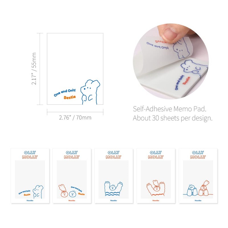 Monolike Olly Molly Drawing Tracing Sticky - Memo, 30 Sheets,