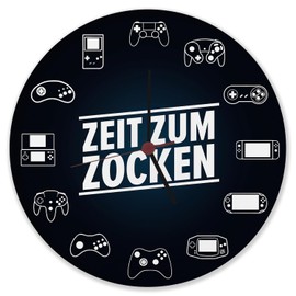 speecheese Time to Game, Various Controller Wall Clock Made of Aluminium Clock for Gamers and Console Nerds with Various Game Consoles and Controllers as Extraordinary Decoration for the Gaming Room