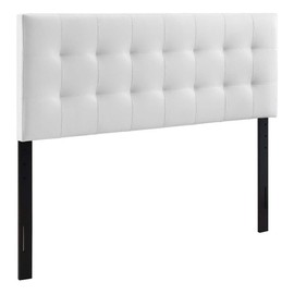 Hawthorne Collections Queen Vinyl Tufted Panel Headboard in White
