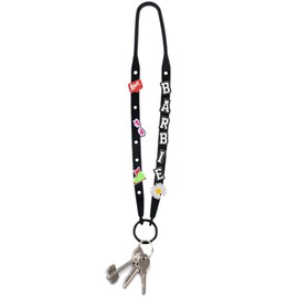 LABS LINE Black Lanyard Keychain Holder Decorative include fashion style charms, Black, 27.5 inch