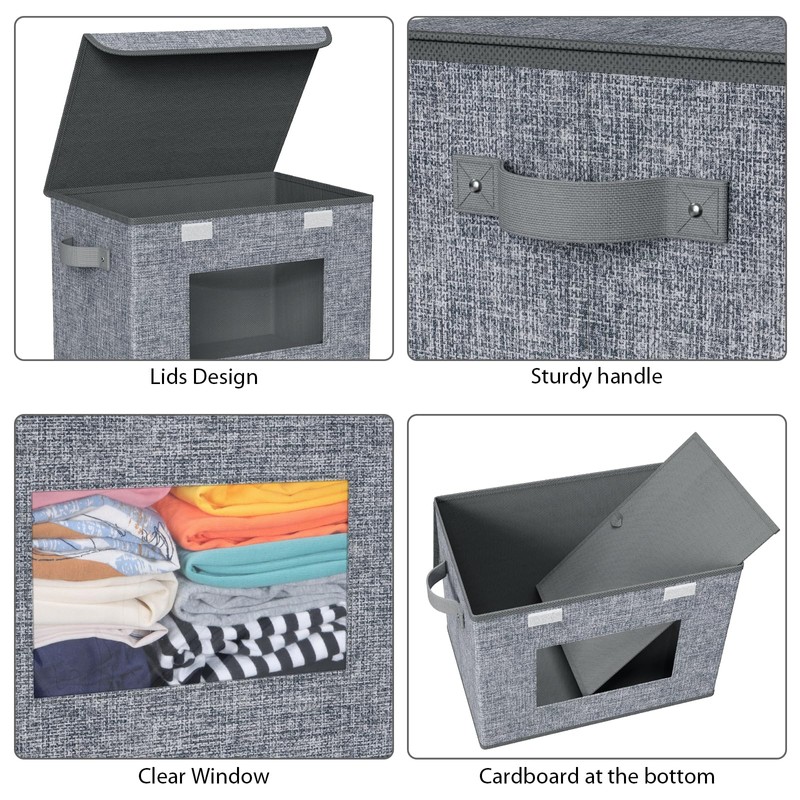 Univivi Fabric Foldable Storage Boxes [4-Pack] Large Collapsible Stackable Storage