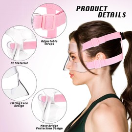 AF01B Women Nose Guard for Broken Nose Adults Adjustable Basketball Soccer Sports Face Shield Mask with Foam Padding for Youths Teens (Pink Open)