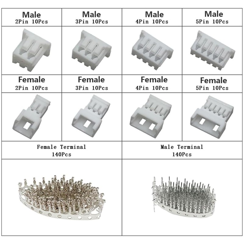 Harissess 360 Pieces MX 1.25 mm Plug Kit, 2/3/4/5 Pin