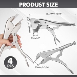 Yaocom 4 Pack 10" Radiator Hose Clamp Pliers Set Heavy Duty Pinch off Locking Pliers Universal for Automobile Radiator Pipe, Vacuum Lines, Fuel Hose (Flat Spout Style)