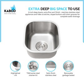 KABCO Single Bowl Undermount Stainless Steel Kitchen Sink, Rust Resistant Sound and Heatproof Laser Cut, Sink for Indoor or Outdoor Kitchens (Classic Sinks)