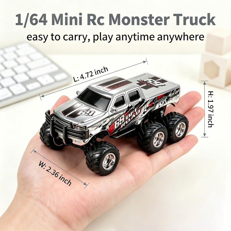 haomsj 1/64 Mini Rc Monster Truck 6x6 Off Road Remote