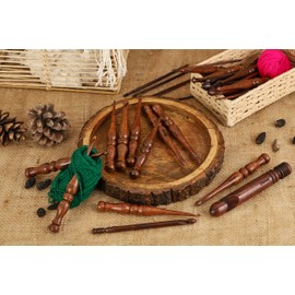 Bhartiya Handicrafts Wooden Yarn Crochet Hooks -Set of 12 Rosewood Knitting Needles Set - Knitting & Crochet Accessories (3.5 to 12mm - E/4 to P/16)