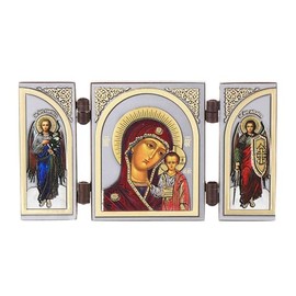 NKlaus - Mother of God of Kazan - Icon Triptych Christian - Travel Altar Wood 16627