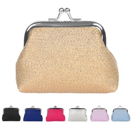 Coin Purses for Women Kiss Lock Coin Purse Women Small Clasp Coin Purse Gold Glitter Sequins Kiss Lock Wallet Metal Frame Kiss Lock Change Pouch Small Purses for Women Aubrey Purse Keys